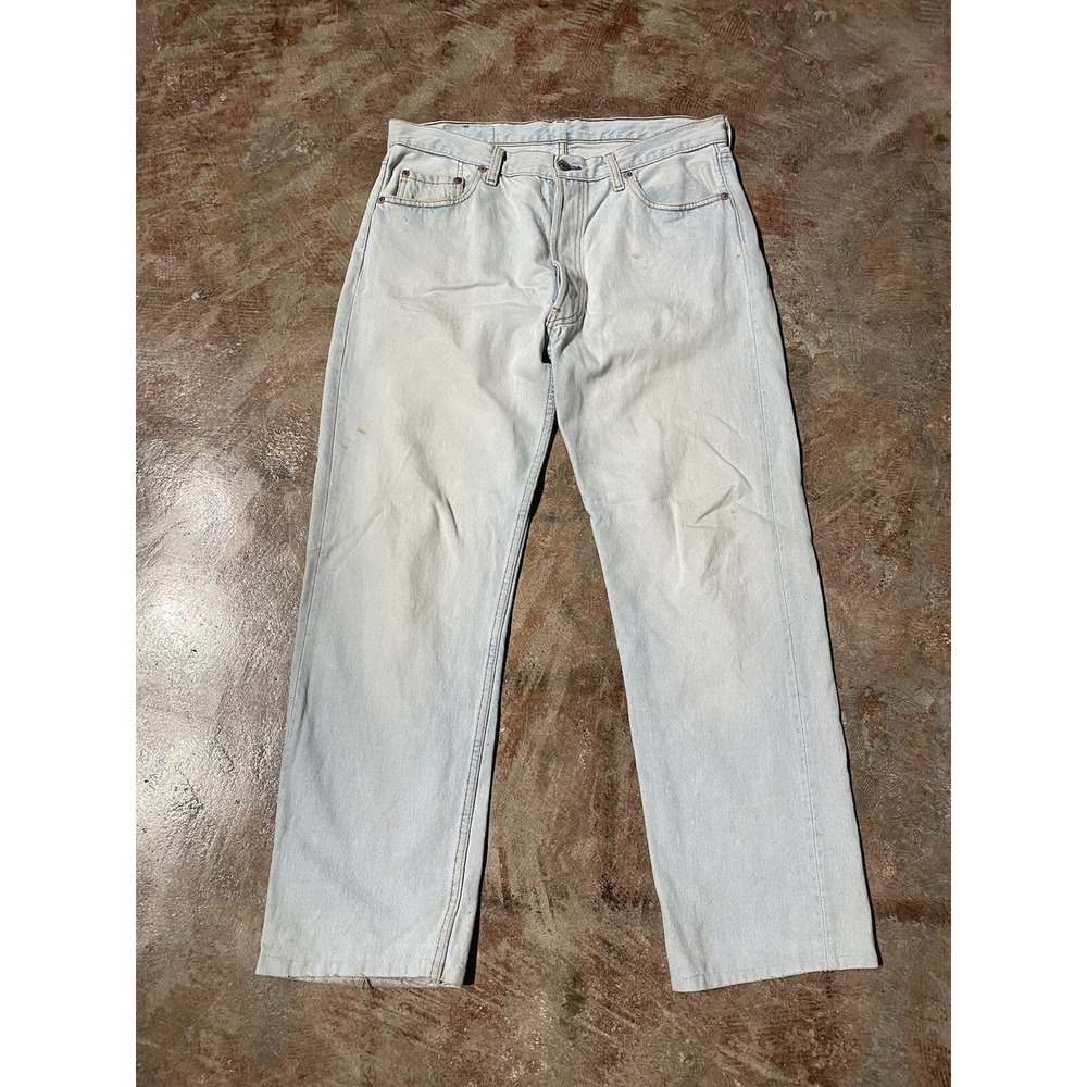 Vintage Levi's 501 Straight Leg Acid Washed Distressed Made In USA 36W x 34L *